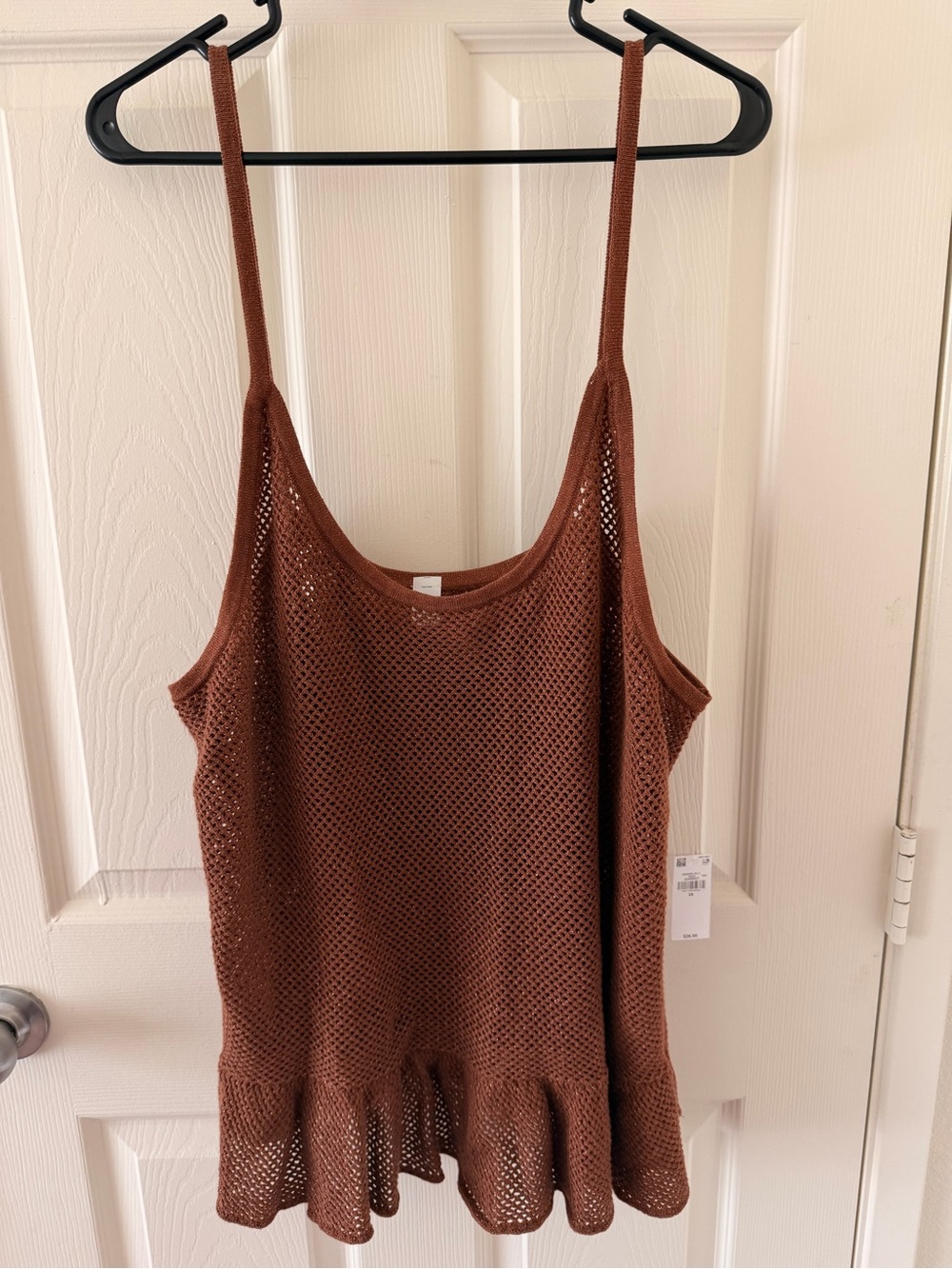 Old Navy Brown Knit Mesh Ruffle-Hem Cami